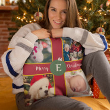 Vroeger kerstfeest Foto rood groen monogram