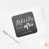 Vroeger na Chalkboard Holiday Weddenschap Vierkante Sticker (Envelop)