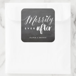 Vroeger na Chalkboard Holiday Weddenschap Vierkante Sticker