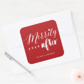 Vroeger na Typografie Holiday Weddenschap Vierkante Sticker (Envelop)