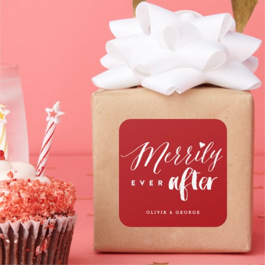 Vroeger na Typografie Holiday Weddenschap Vierkante Sticker (Feest)