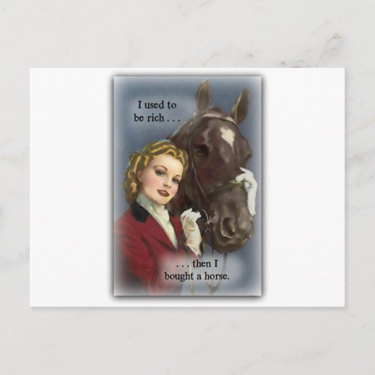 Vroeger rijk, kocht een paard briefkaart (Voorkant)