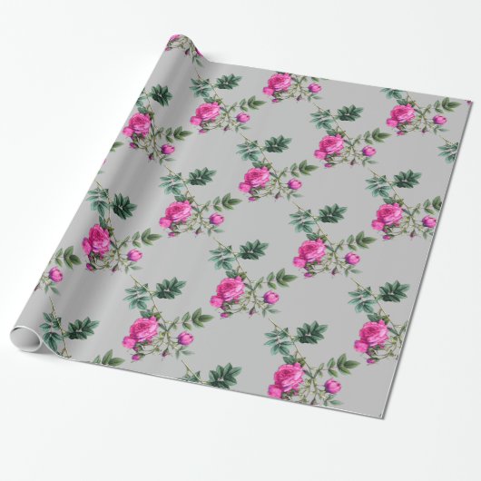 Vroeger Romantic Rosa Cloudy Day Cadeaupapier (Uitgerold)