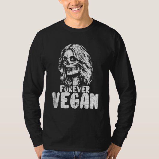 Vroeger Vegan Cool Sugar Skull Vegetarian Novelty T-shirt (Voorkant)