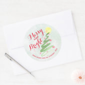 Vroegere en heldere Abstracte Waterverf kerstboom Ronde Sticker (Envelop)