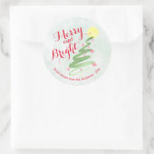 Vroegere en heldere Abstracte Waterverf kerstboom Ronde Sticker (Tas)