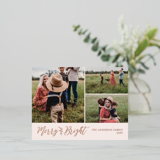 Vroegere en heldere foto-kerstfeestdag Folie Folie Feestdagen Briefkaart (Staand Voorkant)