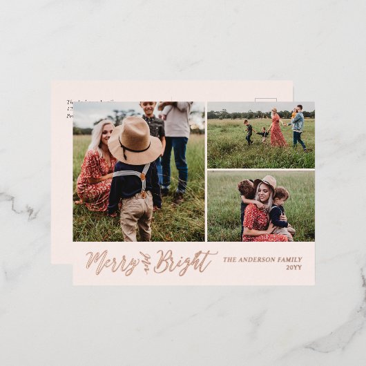 Vroegere en heldere foto-kerstfeestdag Folie Folie Feestdagen Briefkaart (Voorkant / Achterkant)