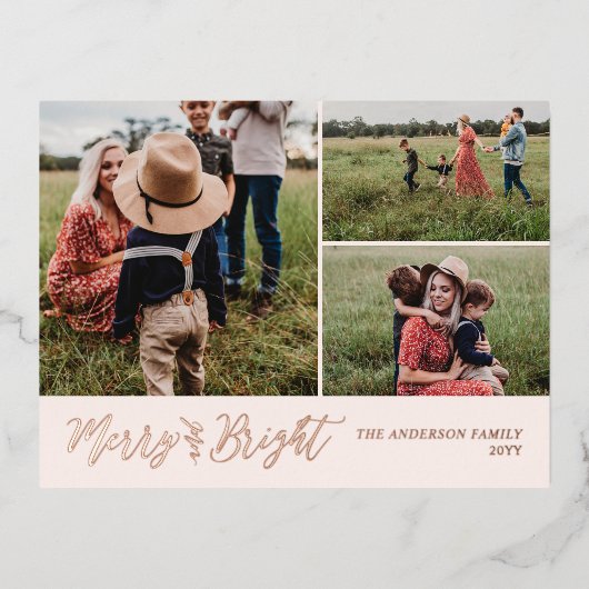 Vroegere en heldere foto-kerstfeestdag Folie Folie Feestdagen Briefkaart (Voorkant)