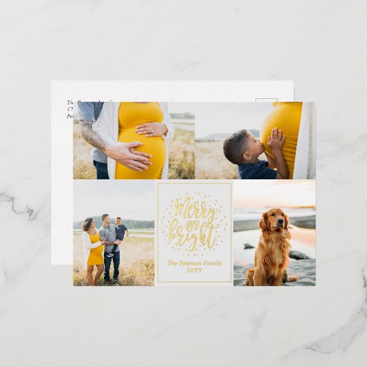 Vroegere en heldere foto-kerstfeestdag Folie Folie Feestdagen Briefkaart (Voorkant / Achterkant)