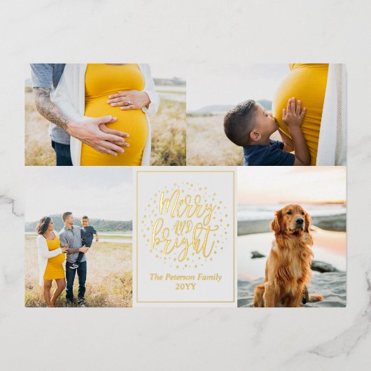 Vroegere en heldere foto-kerstfeestdag Folie Folie Feestdagen Briefkaart (Voorkant)