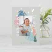 Vroegere en heldere kerstboomstructuur Foto Feestdagenkaart (Staand voorkant)