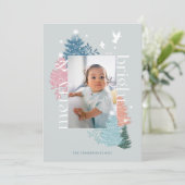 Vroegere en heldere kerstboomstructuur Foto Feestdagenkaart (Staand voorkant)