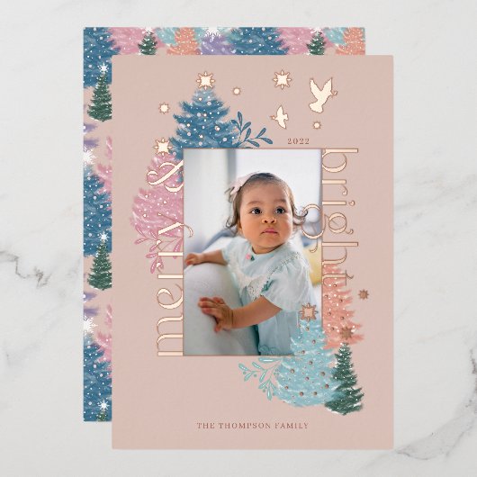 Vroegere en heldere kerstboomstructuur Foto Folie Feestdagenkaart (Voorkant / Achterkant)