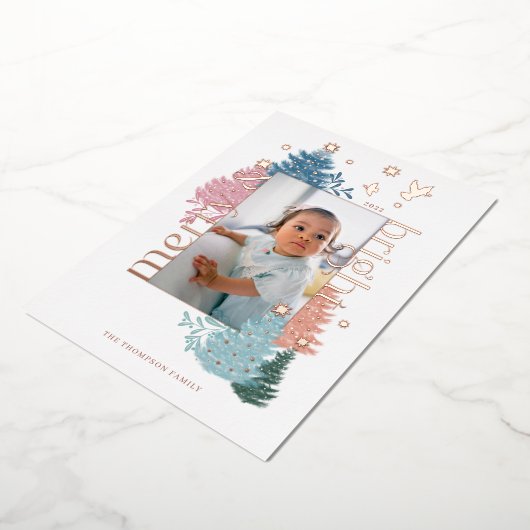 Vroegere en heldere kerstboomstructuur Foto Folie Feestdagenkaart (Gedraaid)