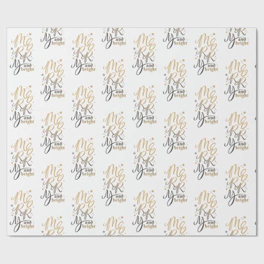 Vroegere en heldere kerstFeestdagen Gold Script Cadeaupapier (Vlak)