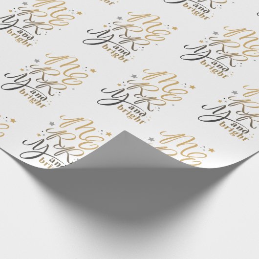 Vroegere en heldere kerstFeestdagen Gold Script Cadeaupapier (Hoek)