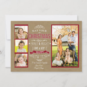 Vroegere en heldere kerstfotokaart feestdagenkaart