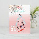 Vroegere en heldere rendieren en kerstbomen kaart (Staand voorkant)