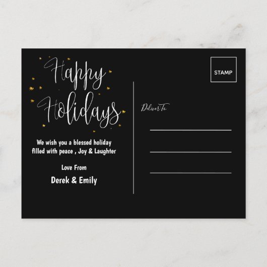 Vroegere en heldere scriptfoto Happy Holiday Feestdagenkaart (Achterkant)