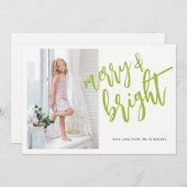 Vroegere en heldergroene kerstfoto feestdagenkaart (Voorkant / Achterkant)