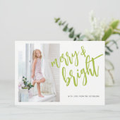 Vroegere en heldergroene kerstfoto feestdagenkaart (Staand voorkant)