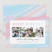 Vroegere en helderroze kerstfoto's feestdagenkaart (Voorkant / Achterkant)