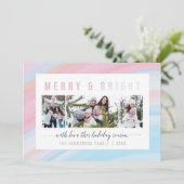 Vroegere en helderroze kerstfoto's feestdagenkaart (Staand voorkant)