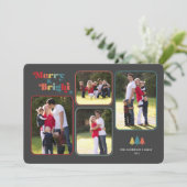 Vroegere en kleurrijke foto's met feestdag feestdagenkaart (Staand voorkant)