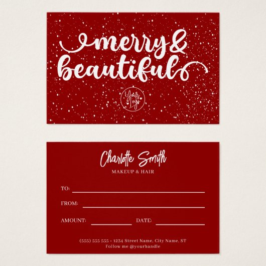 Vroegere en mooie kerstcadeaubon visitekaartje (Voorkant /achterkant)