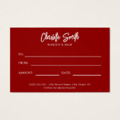 Vroegere en mooie kerstcadeaubon visitekaartje (Achterkant)