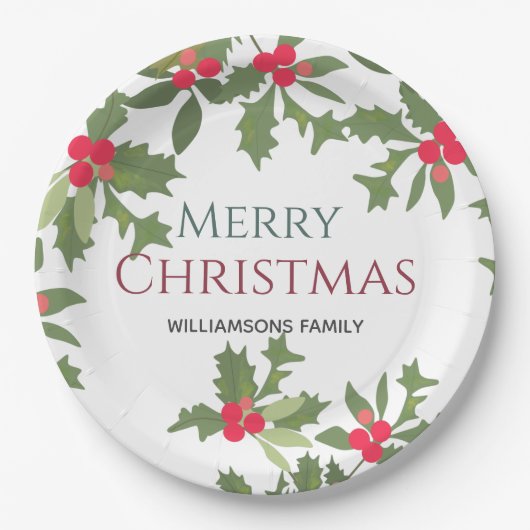 Vroegere feestdag met kerst papieren bordje (Voorkant)