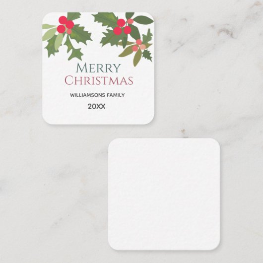 Vroegere feestdag met kerst          vierkante visitekaartje (Voorkant / Achterkant)