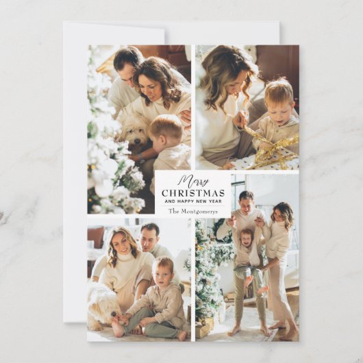 Vroegere kerst 4 Foto Collage Holiday-kaarten Feestdagenkaart (Voorkant)