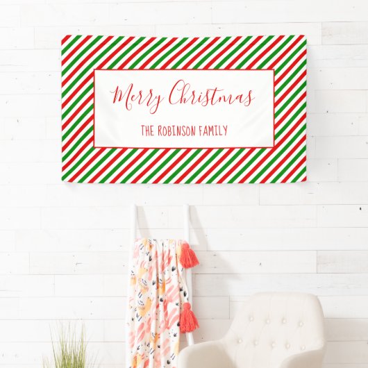 Vroegere kerst Rood Groene Aangepaste Familienaam Spandoek (Insitu)