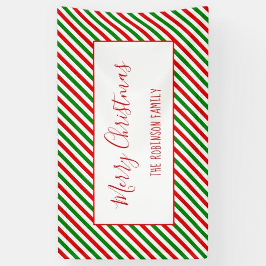 Vroegere kerst Rood Groene Aangepaste Familienaam Spandoek (Verticaal)