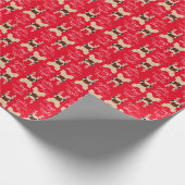 Vroegere kerstbekroonde en lichte bekroonde randap cadeaupapier (Hoek)