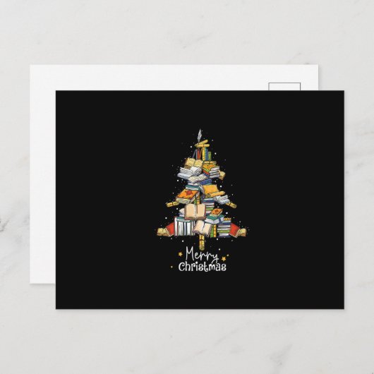Vroegere kerstbibliotheek Boom Kute Book Lover Lib Briefkaart (Voorkant / Achterkant)