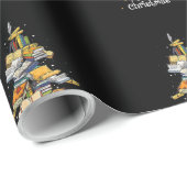 Vroegere kerstbibliotheek Boom Kute Book Lover Lib Cadeaupapier (Rol Hoek)