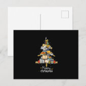 Vroegere kerstbibliotheek Boom Kute Book Lover Lib Feestdagenkaart (Voorkant / Achterkant)