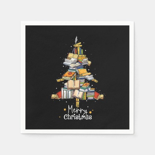 Vroegere kerstbibliotheek Boom Kute Book Lover Lib Servet (Voorkant)
