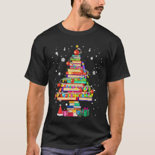 Vroegere kerstbibliotheek Boom Kute Book Lover Lib T-shirt