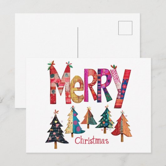 Vroegere kerstbomen feestdagenkaart (Voorkant / Achterkant)