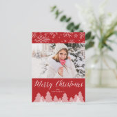 Vroegere kerstbomen Snowflakes Winter Wonderland Feestdagenkaart (Staand voorkant)