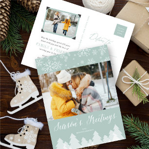 Vroegere kerstbomen Snowflakes Winter Wonderland Feestdagenkaart