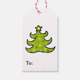 Vroegere kerstboom cadeaulabel