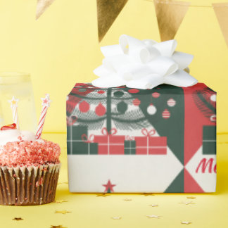 Vroegere kerstboom cadeaupapier