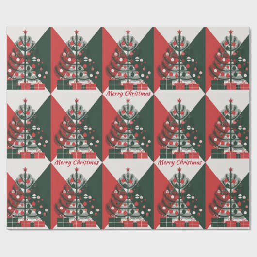 Vroegere kerstboom cadeaupapier (Vlak)