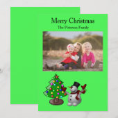 Vroegere kerstboom en 3D Snowman Flat Kaart (Voorkant / Achterkant)