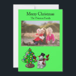 Vroegere kerstboom en 3D Snowman Flat Kaart<br><div class="desc">Vrolijk kerstfeest met dit item. Dit ontwerp ziet er goed uit op elk product. ⭐PERSONALISEER deze sjabloon met uw kunstwerk. ⭐Bewerk het verder om meer wijzigingen aan te brengen. ⭐BRENG dit ontwerp over op elk product. Bezoek al mijn winkels op bit.ly/SandyspiderStores (knippen en plakken).</div>